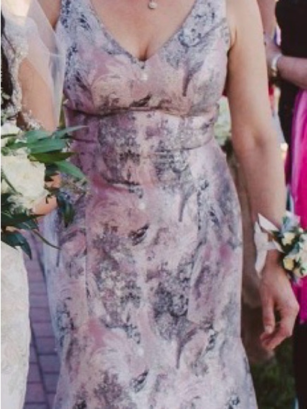 Theia Blush Pink Metallic Maxi Gown - Picture 4 of 8